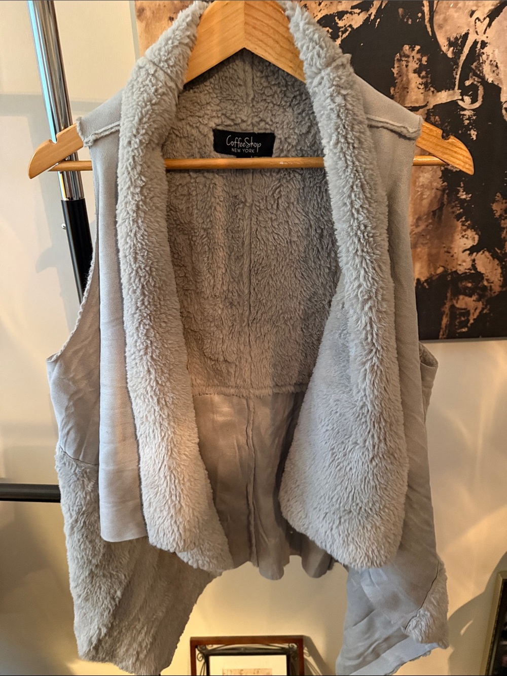 CoffeeShop Light Gray Faux-Shearling Vest